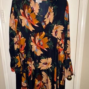 Umgee Navy Floral Midi Dress